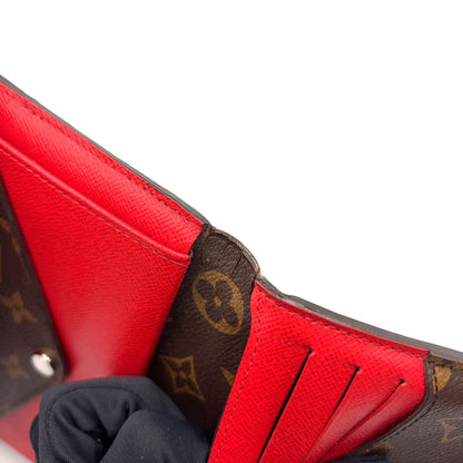 Louis Vuitton Portefeuille Marie Lou Long Leather Brown Red Trifold Wallet — view 8