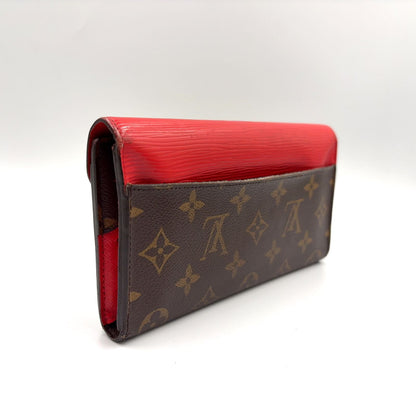 Louis Vuitton Portefeuille Marie Lou Long Leather Brown Red Trifold Wallet — view 2