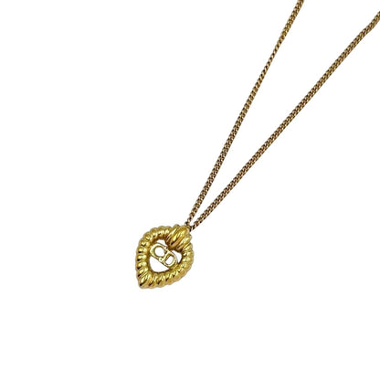 Dior Twisted Heart CD Logo Gold Plated Necklace
