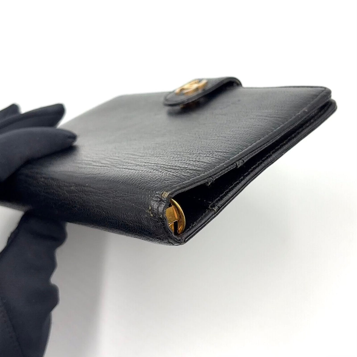 Chanel CC Logo Mini Caviar Leather Black Notebook Cover Gold Agenda — view 6