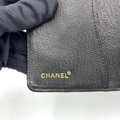 Chanel CC Logo Mini Caviar Leather Black Notebook Cover Gold Agenda — view 4