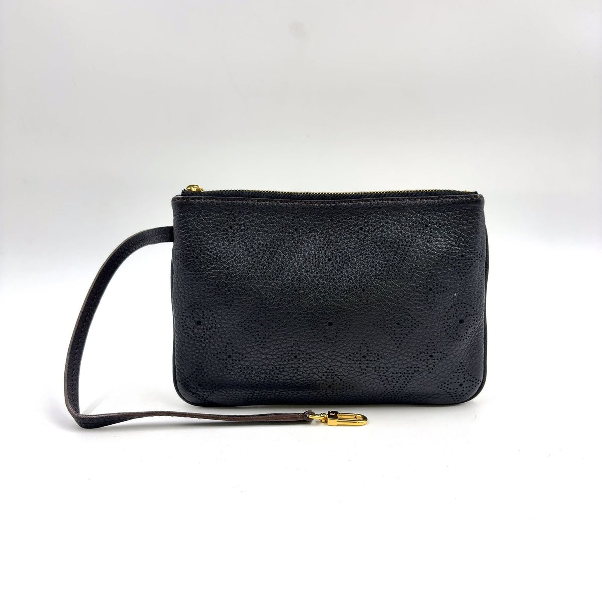 Louis Vuitton Mahina Selene Monogram Leather Black Pouch Gold