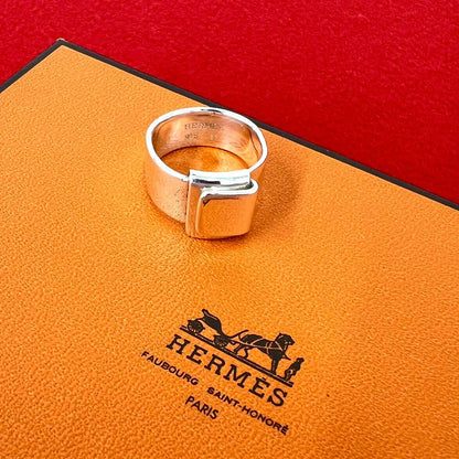 Hermes Vintage Folding Ring 925 Sterling Silver