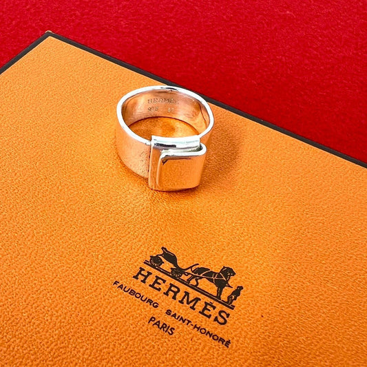 Hermes Vintage Folding Ring 925 Sterling Silver