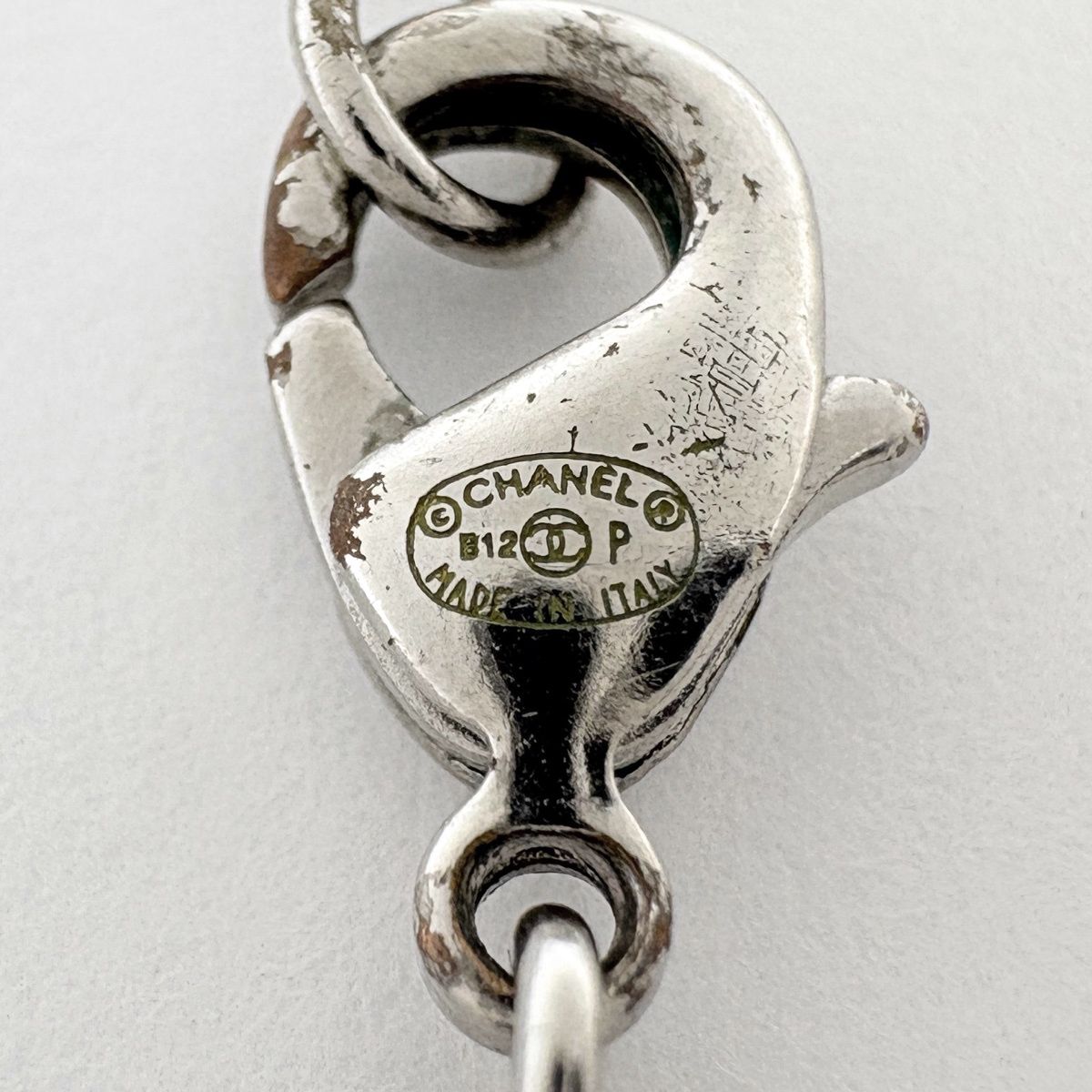 Chanel Necklace CC Logo Metal Rhinestone Silver — view 4