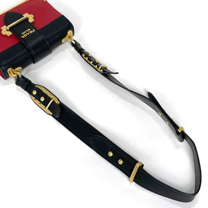 Prada Shoulder Bag Cahier Leather Red Black — view 7