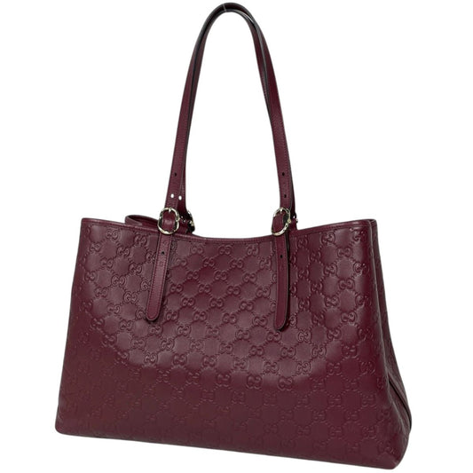 Gucci GG Emblem Large Tote Bag Guccissima Leather Bordeaux