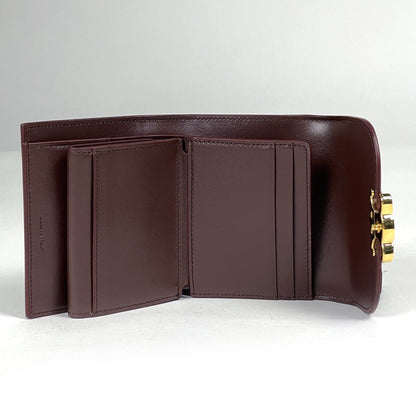 Celine Trifold Wallet Triomphe Leather Brown — view 6