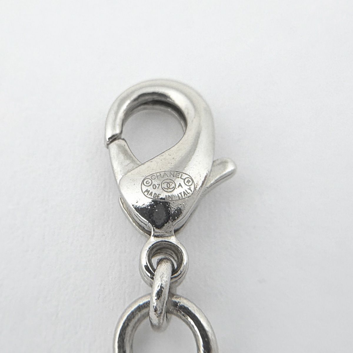 Chanel Necklace CC Logo Faux Pearl Silver Plated Rhinestone — view 5