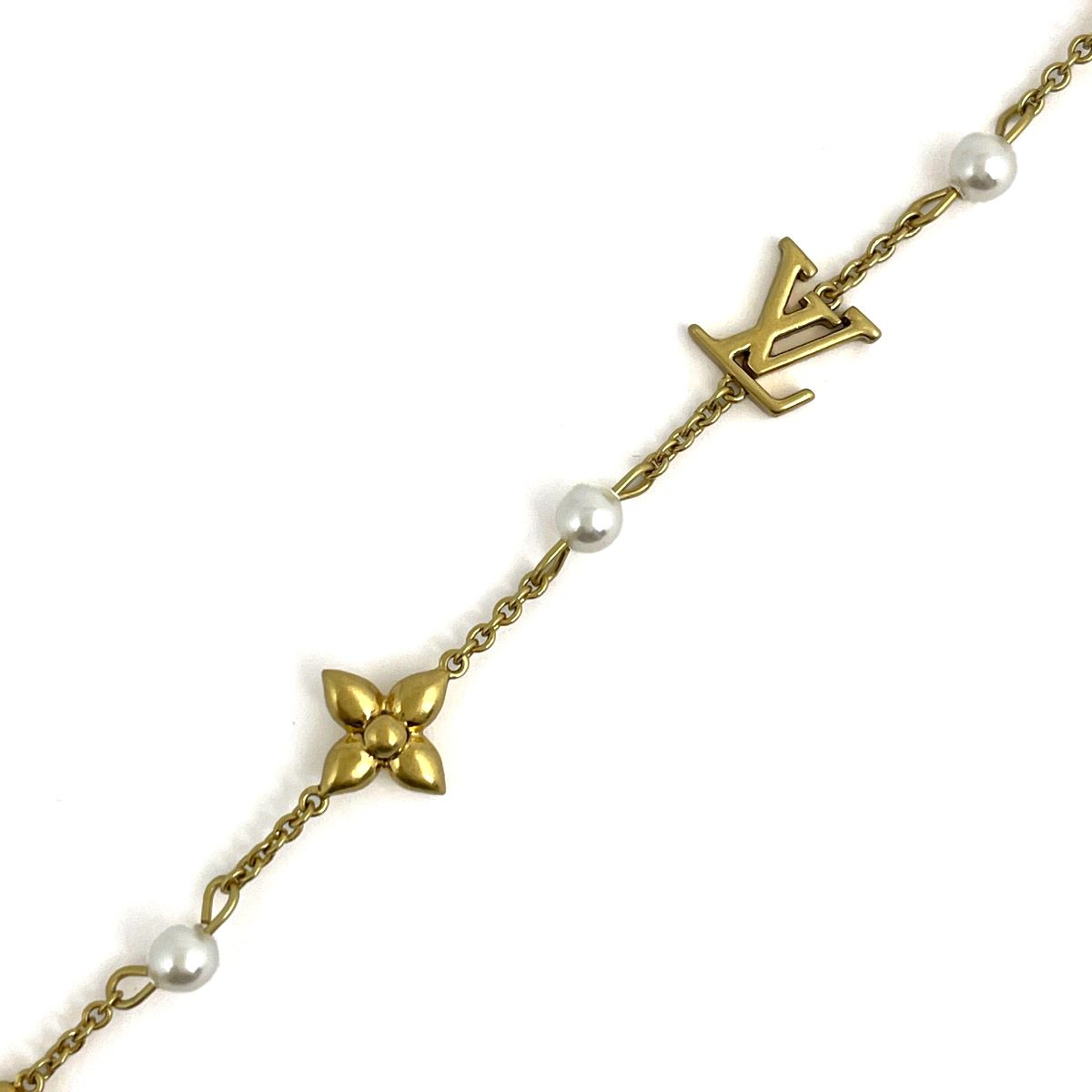 Louis Vuitton Necklace Faux Pearl Gold — view 2