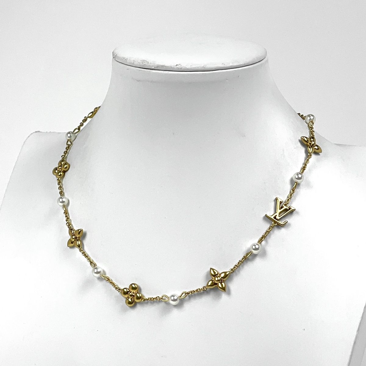 Louis Vuitton Necklace Faux Pearl Gold — view 4