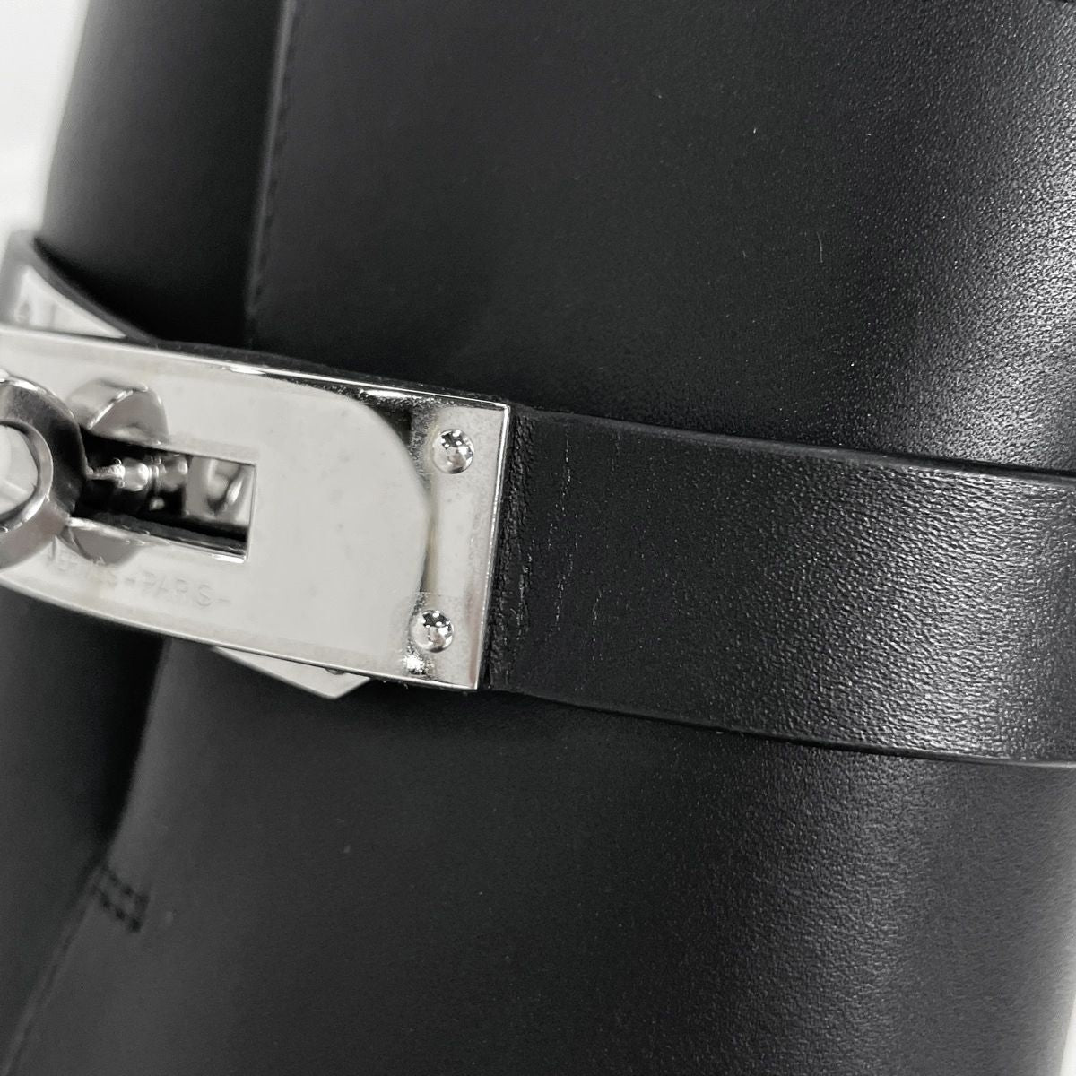 Hermes Saint Germain Kelly Belt Leather Boots Shoes High Heels Zip Up Black — view 6