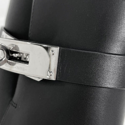 Hermes Saint Germain Kelly Belt Leather Boots Shoes High Heels Zip Up Black — view 6