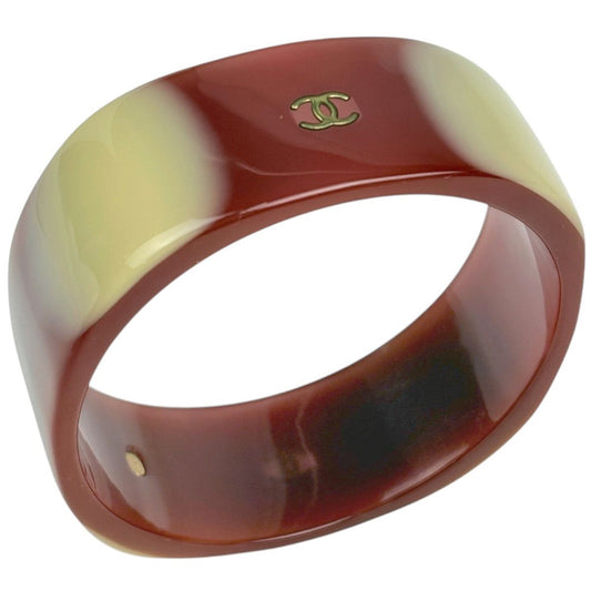 Chanel Bangle CC Logo Plastic Brown Bracelet