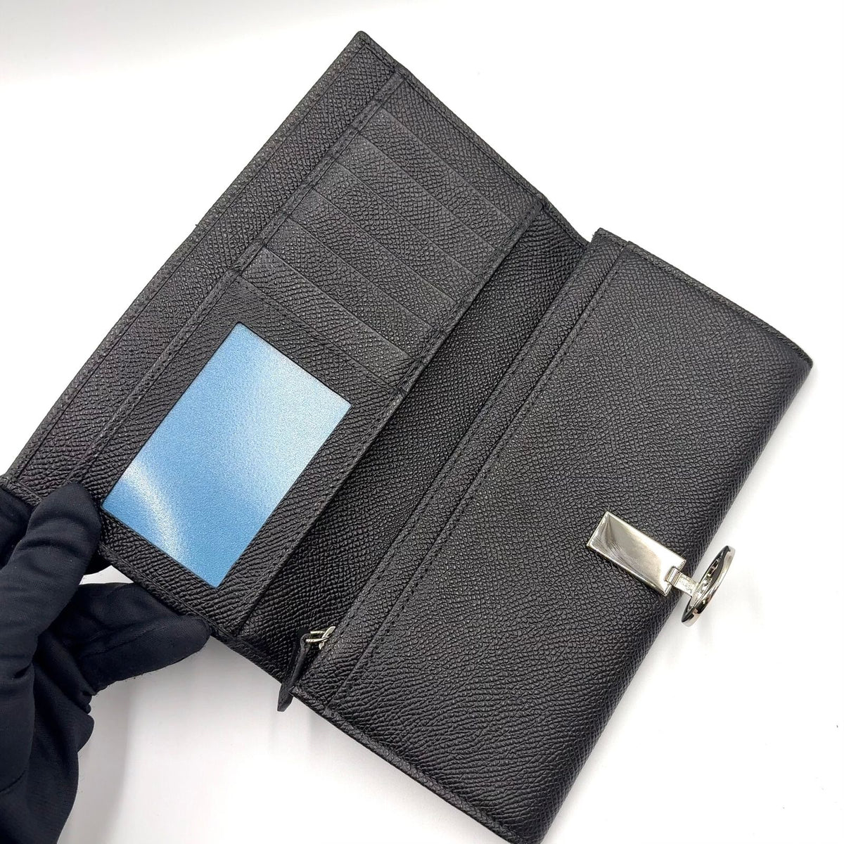 Bvlgari Logo Clip Leather Black Wallet Silver — view 3