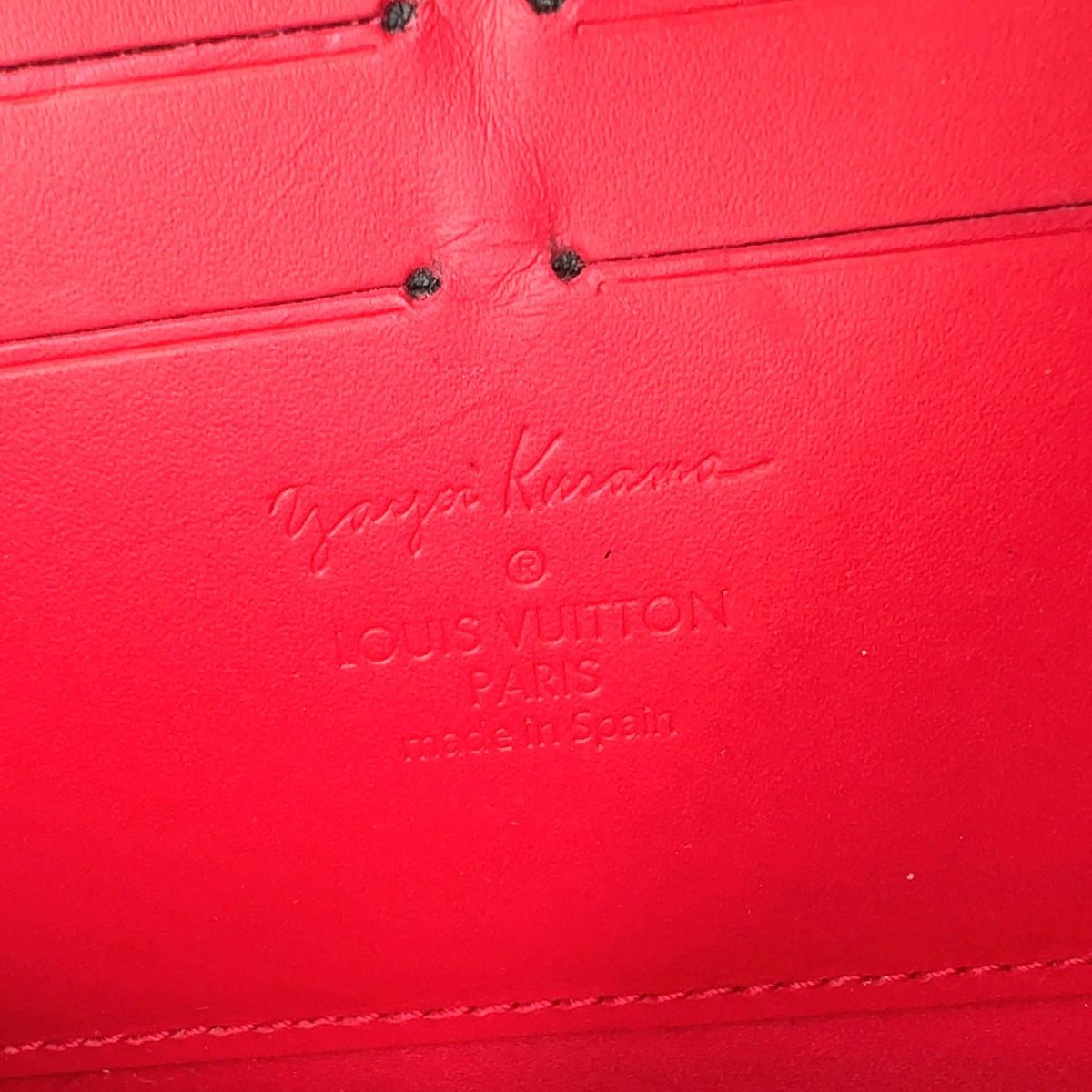 Louis Vuitton Dot Infinity Monogram Vernis Leather Patent Beige Red Wallet Gold — view 4