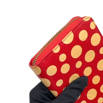 Louis Vuitton Dot Infinity Monogram Vernis Leather Patent Beige Red Wallet Gold — view 8
