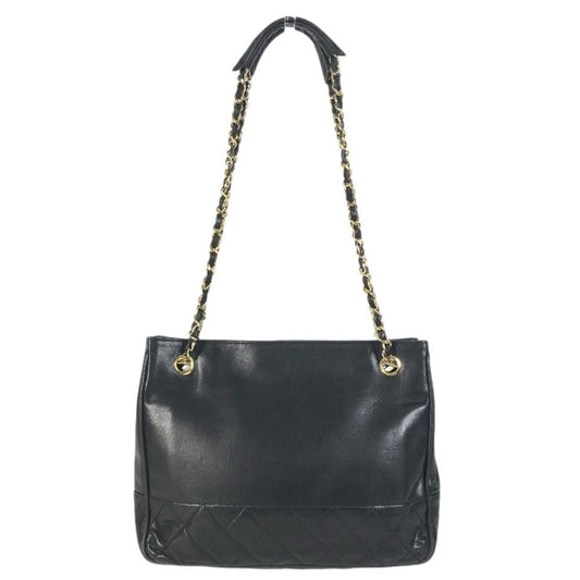Chanel Shoulder Bag Quilted Leather Black
