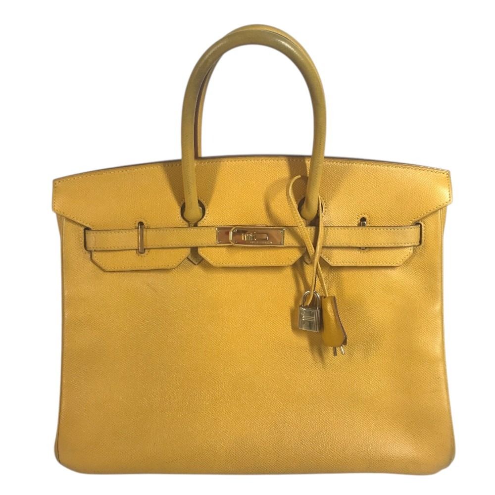 Hermes Handbag Birkin 35 Leather Jaune Yellow