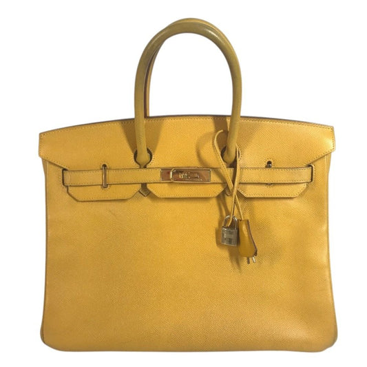 Hermes Handbag Birkin 35 Leather Jaune Yellow