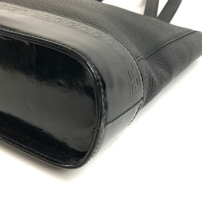 Versace Shoulder Bag Sunburst Logo Leather Black — view 6