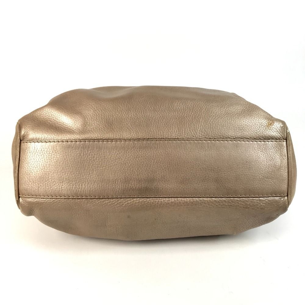Gucci Shoulder Bag GG Charm Leather Metallic Pink Beige — view 5