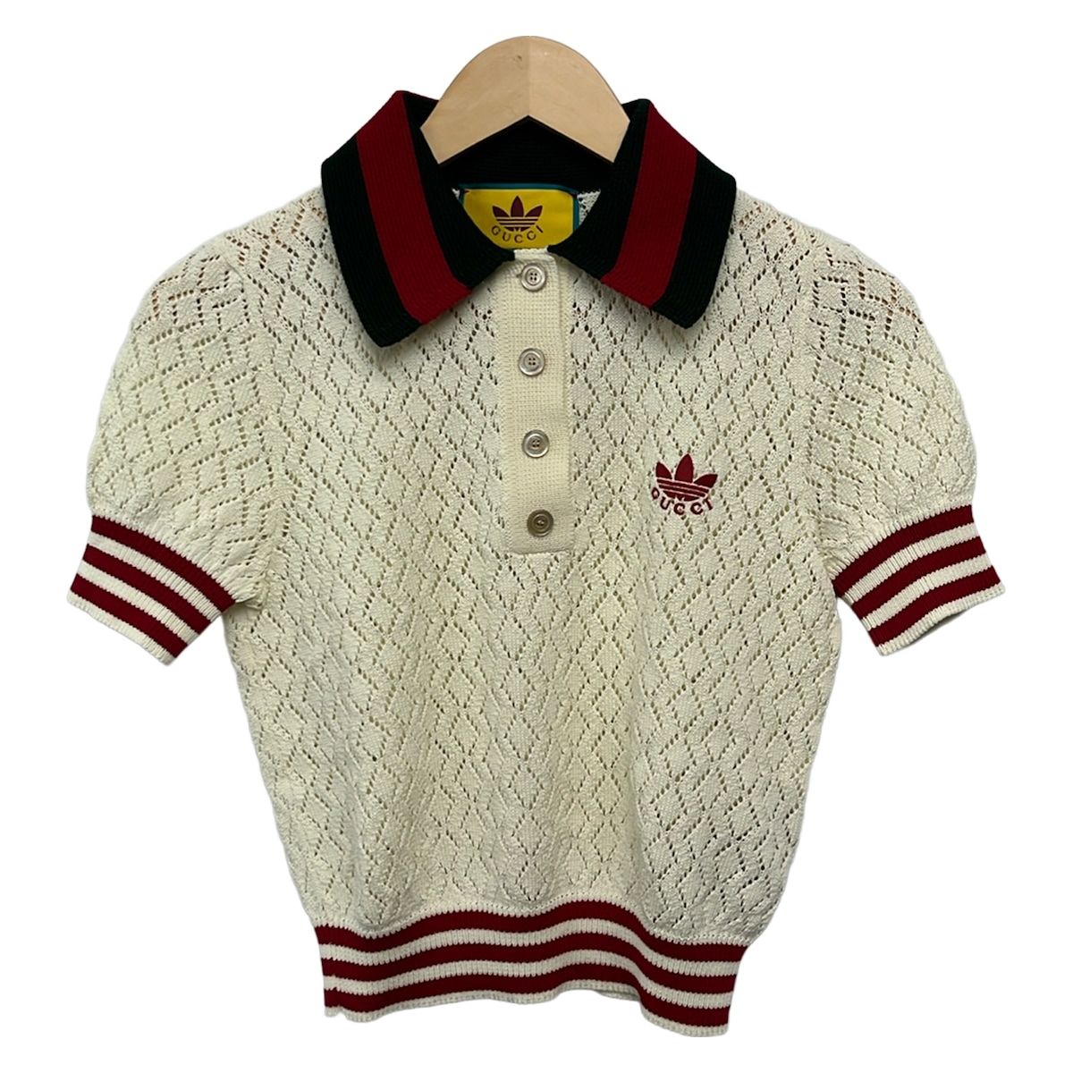 Gucci Short Sleeve Polo Shirt XXS XS Ivory Green