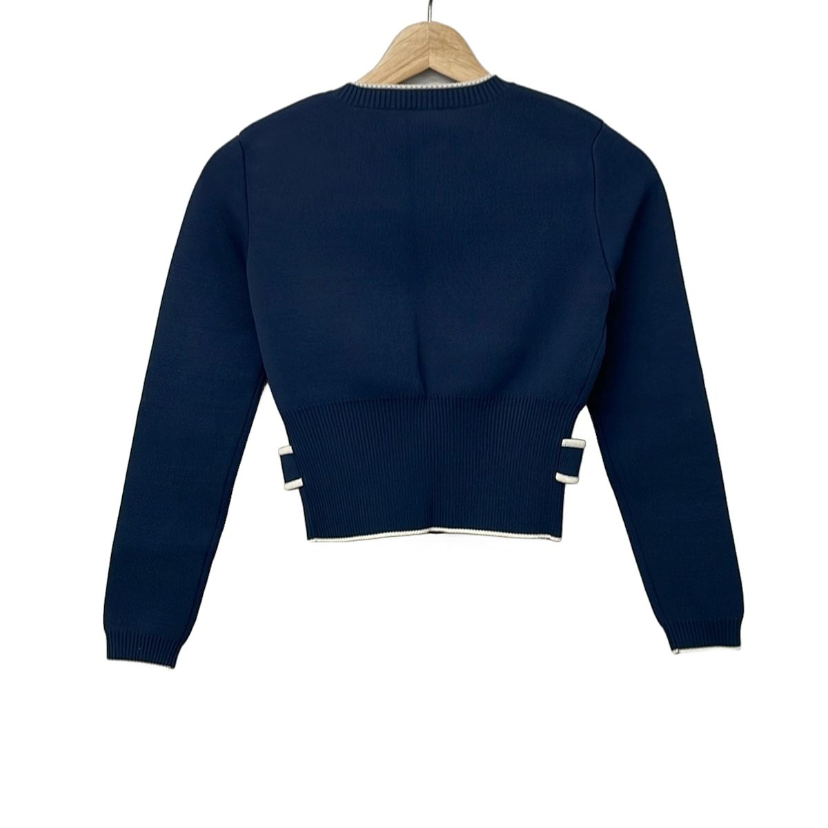 Miu Miu Cardigan S Navy White Long Sleeve Crew — view 2