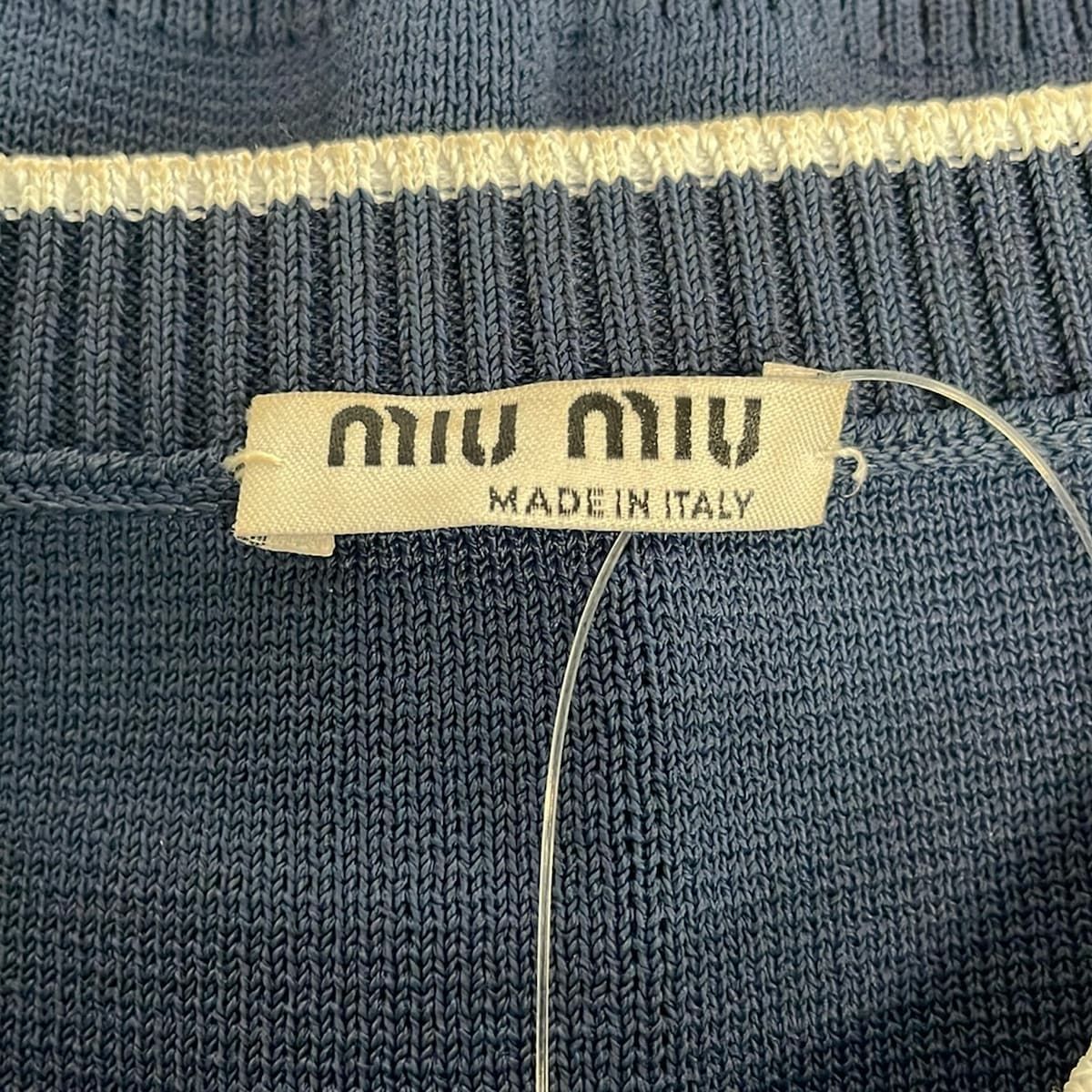 Miu Miu Cardigan S Navy White Long Sleeve Crew — view 3