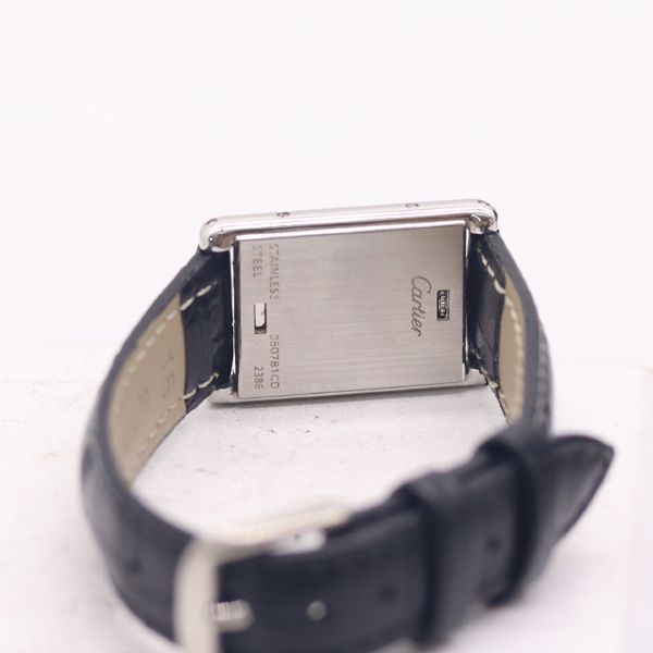 Cartier Tank Basculant Navy Dial Watch — view 3