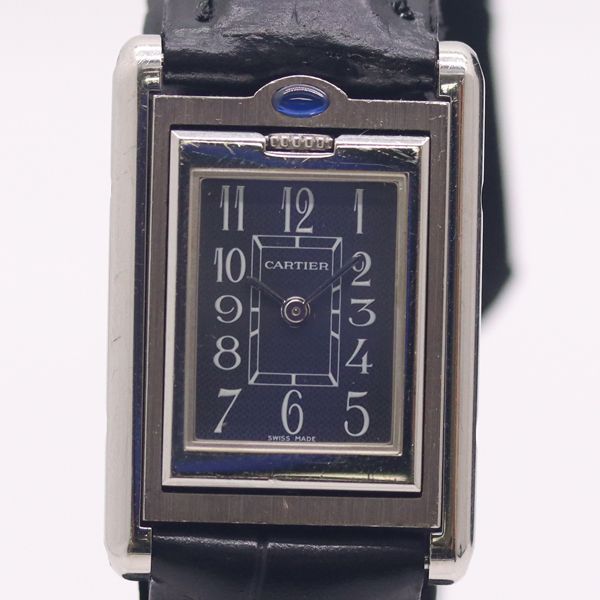 Cartier Tank Basculant Navy Dial Watch
