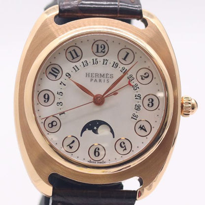Hermes Dressage Automatic Date Moon Phase Silver Shell Dial Watch
