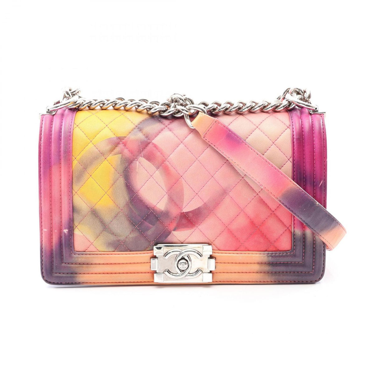 Chanel Shoulder Bag Boy Pink Leather Chain