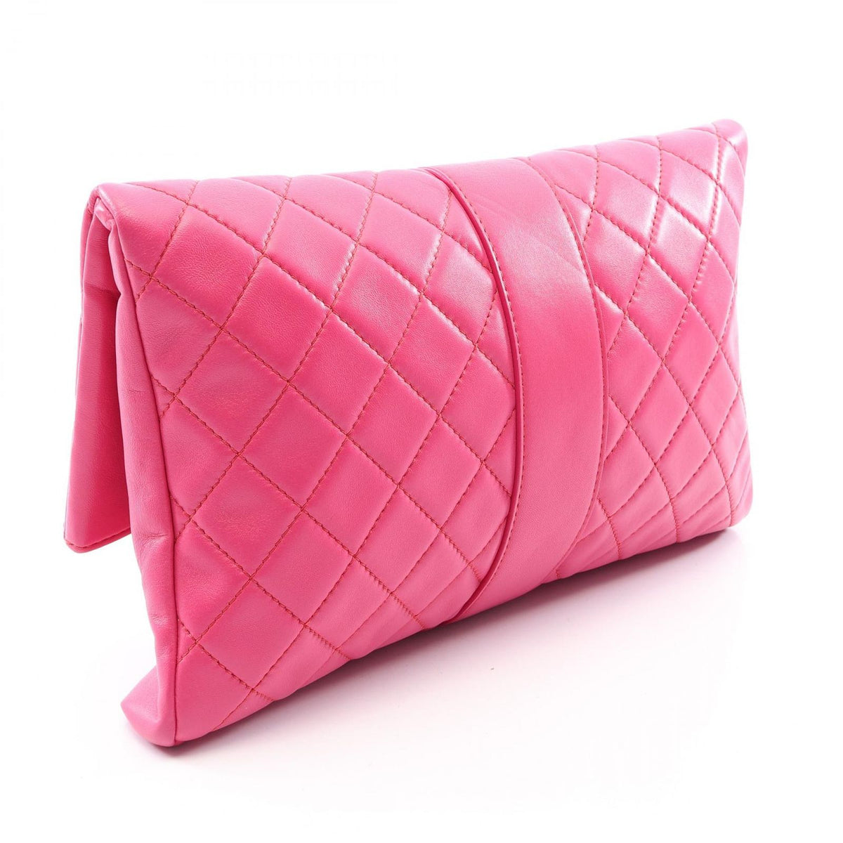Chanel Clutch Quilted Fuchsia Pink Lambskin — view 2