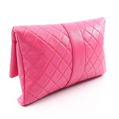 Chanel Clutch Quilted Fuchsia Pink Lambskin — view 2