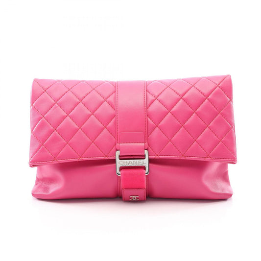Chanel Clutch Quilted Fuchsia Pink Lambskin