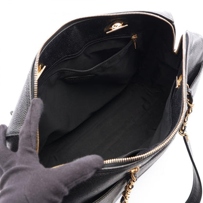 Chanel Shoulder Bag Big CC Logo Black Caviar Leather Chain — view 3