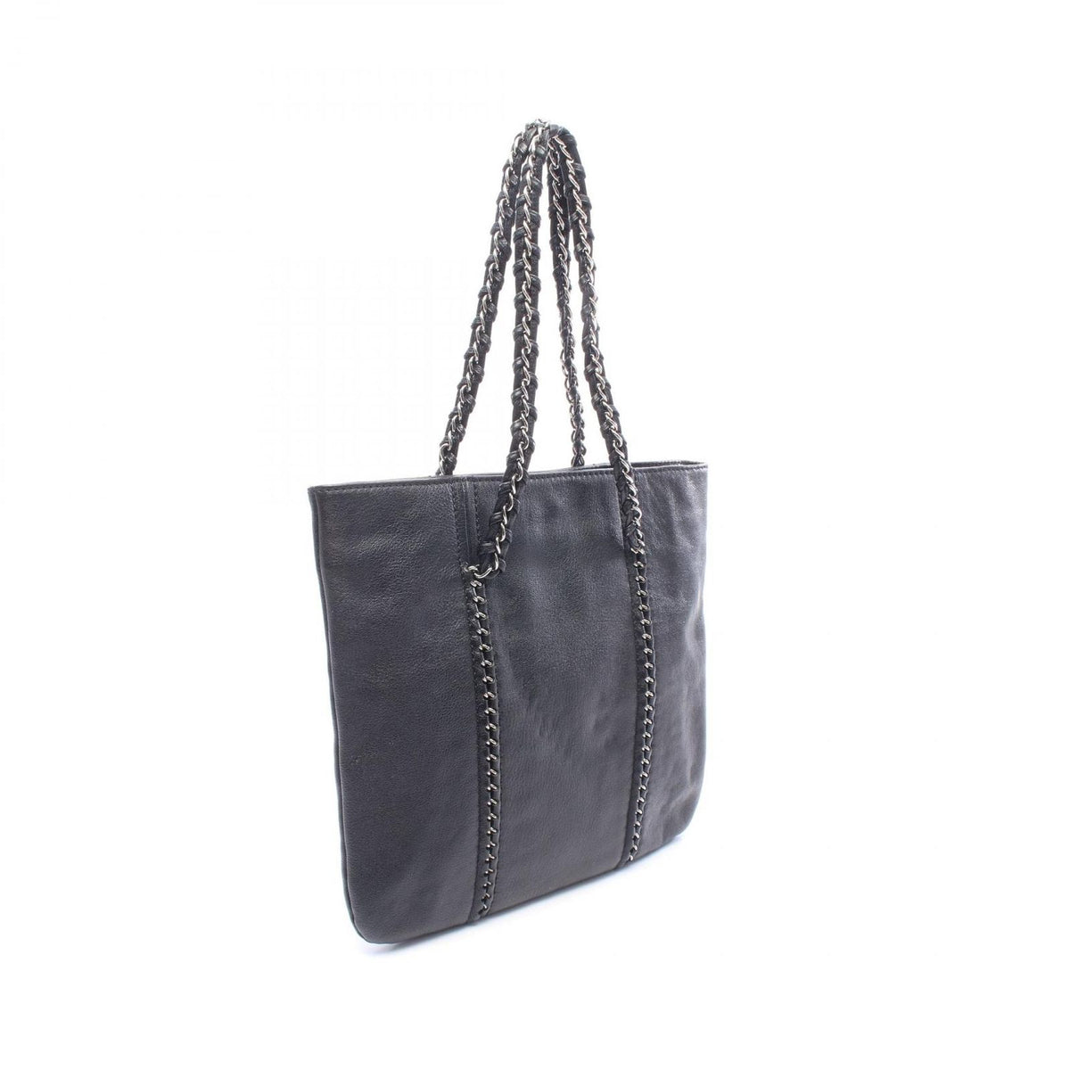 Chanel Tote Bag CC Logo Black Leather Chain — view 2