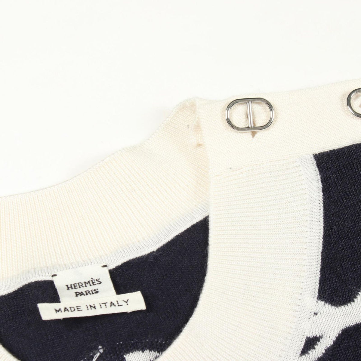 Hermes Knit Chaine D'ancre Shoulder Button Cashmere Silk Sweater — view 6