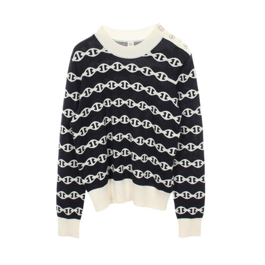 Hermes Knit Chaine D'ancre Shoulder Button Cashmere Silk Sweater