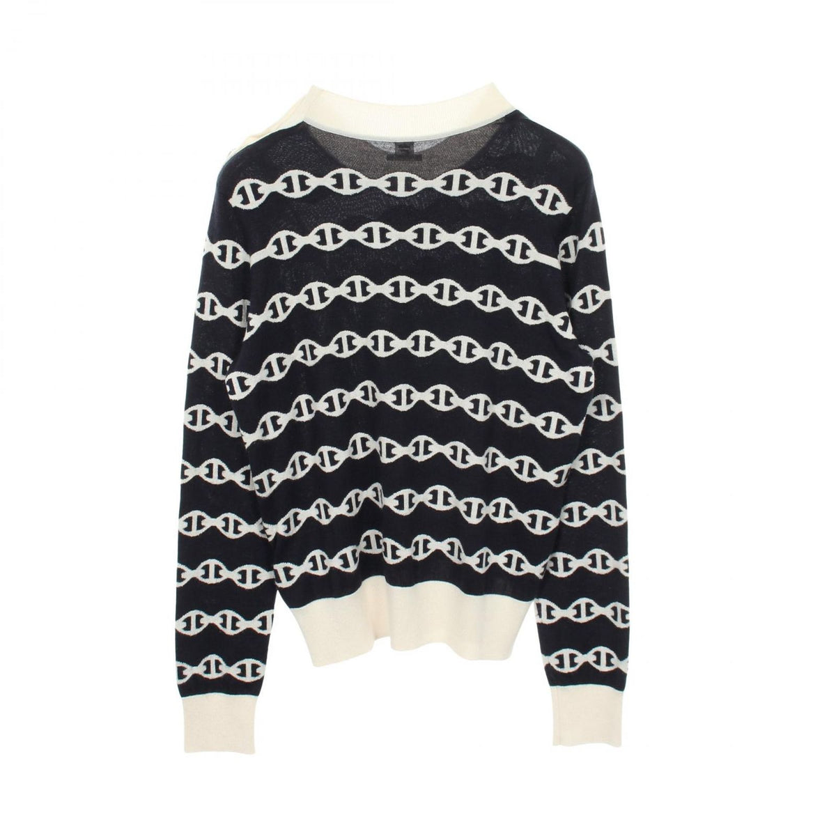 Hermes Knit Chaine D'ancre Shoulder Button Cashmere Silk Sweater — view 2