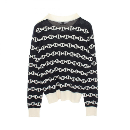 Hermes Knit Chaine D'ancre Shoulder Button Cashmere Silk Sweater — view 2