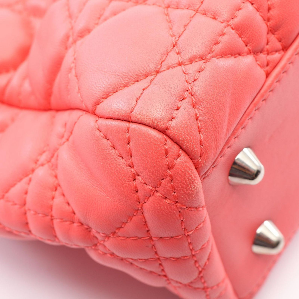 Dior Tote Bag Cannage Coral Pink Leather — view 6