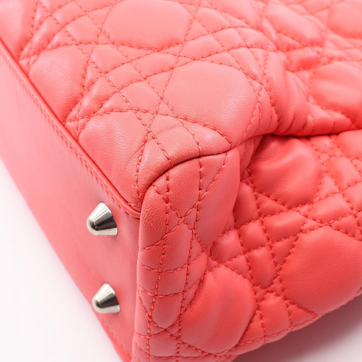 Dior Tote Bag Cannage Coral Pink Leather — view 7