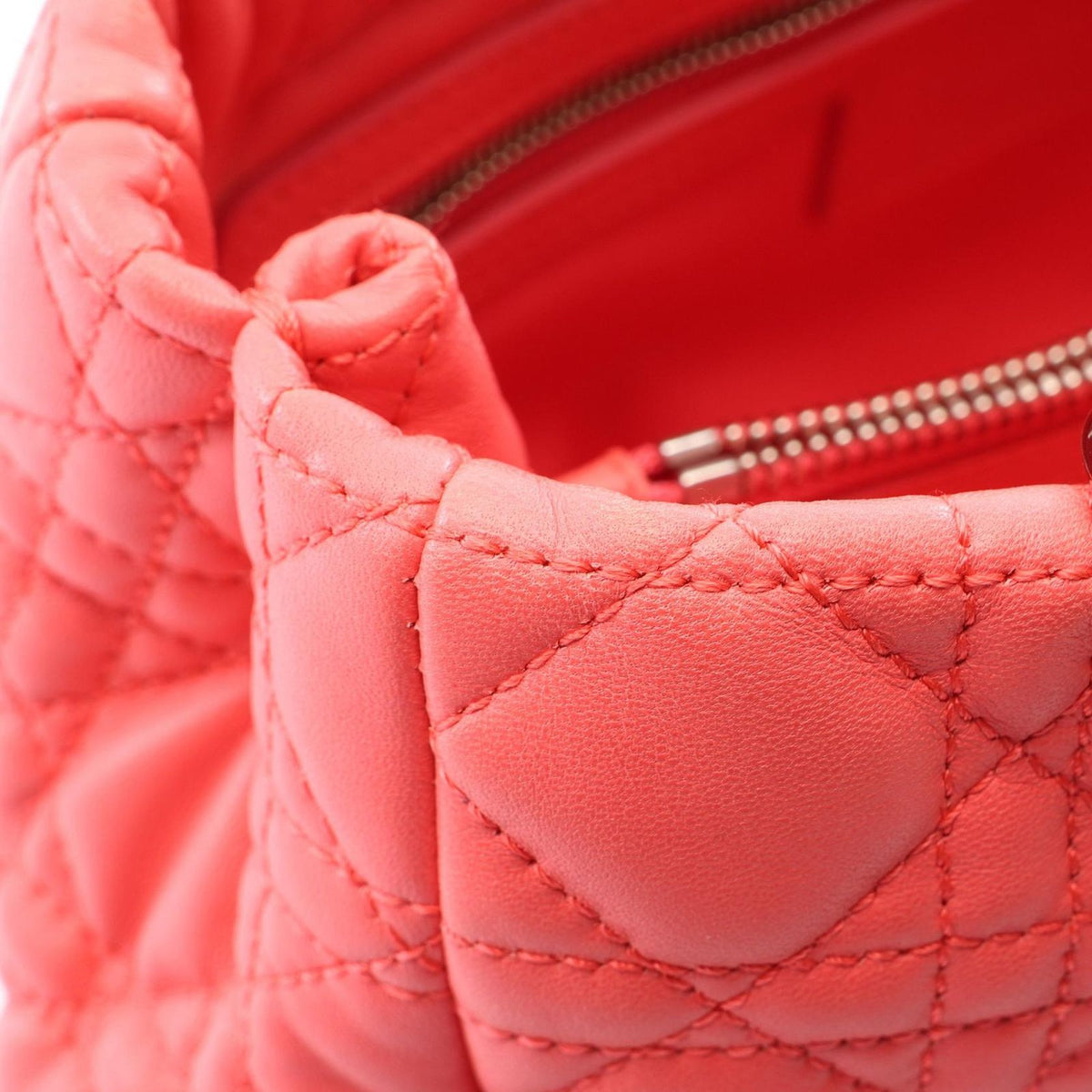 Dior Tote Bag Cannage Coral Pink Leather — view 5