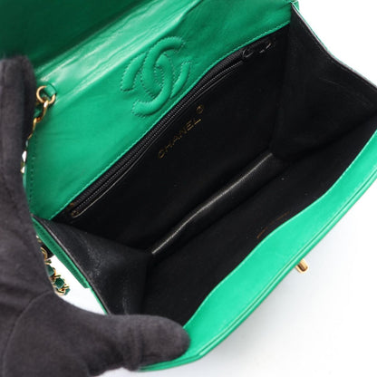 Chanel Shoulder Bag Quilted Mini Green Fabric Chain — view 3