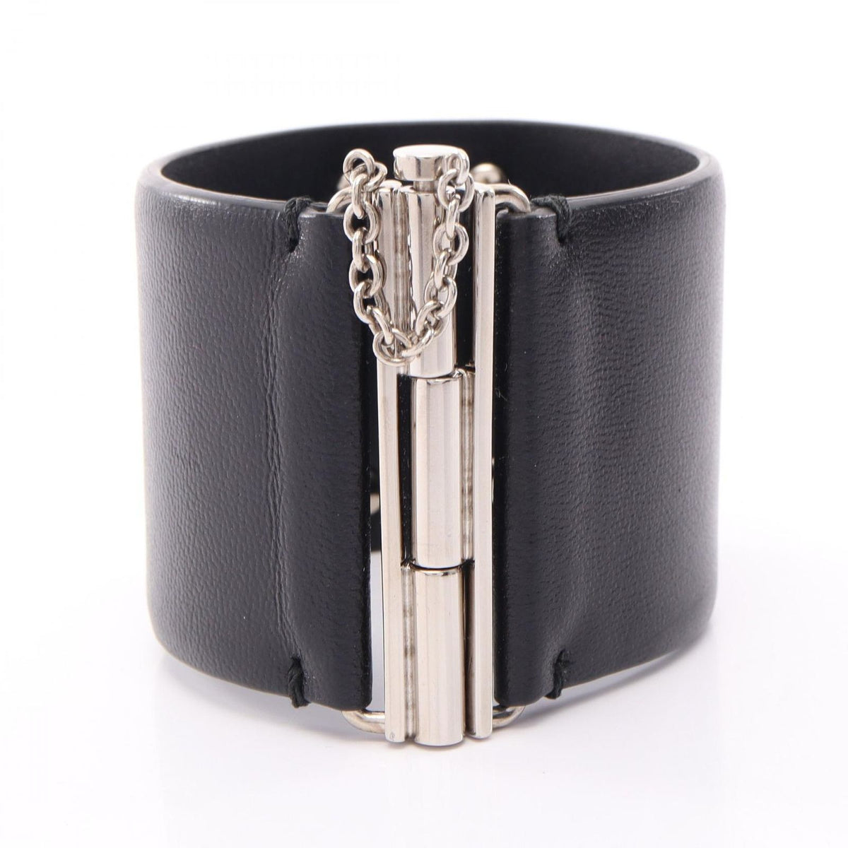 Chanel Bangle CC Logo Black Leather Bracelet — view 2