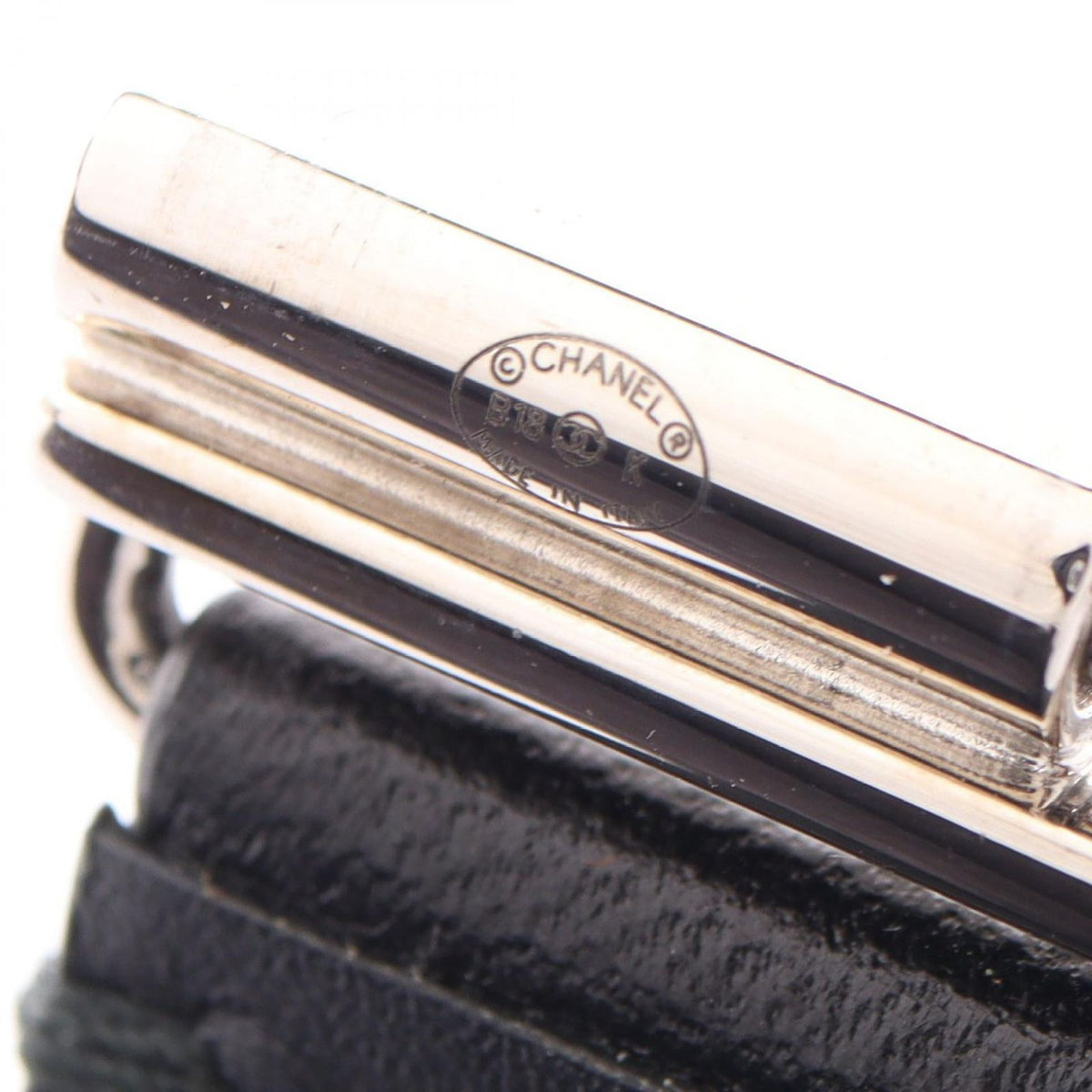 Chanel Bangle CC Logo Black Leather Bracelet — view 4