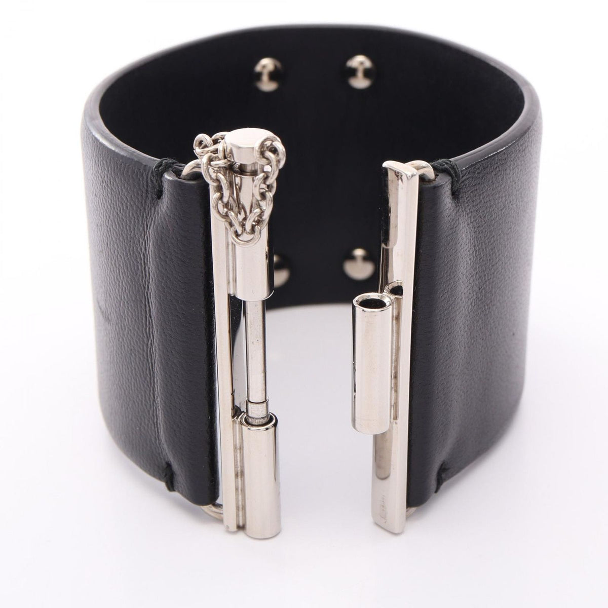 Chanel Bangle CC Logo Black Leather Bracelet — view 3