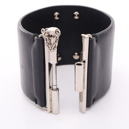 Chanel Bangle CC Logo Black Leather Bracelet — view 3